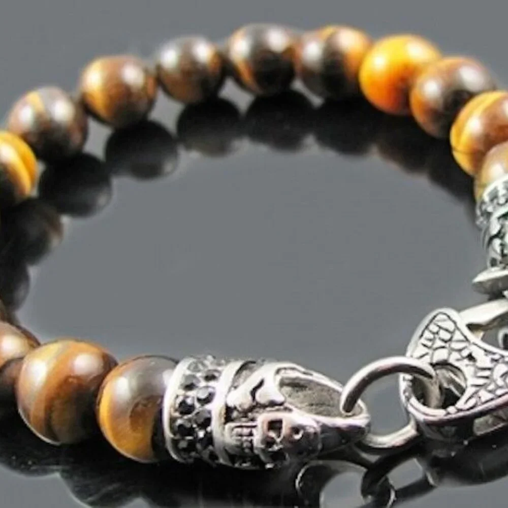Blackjack Tiger Eye Beaded Necklace and Bracelet 2 Piece Set